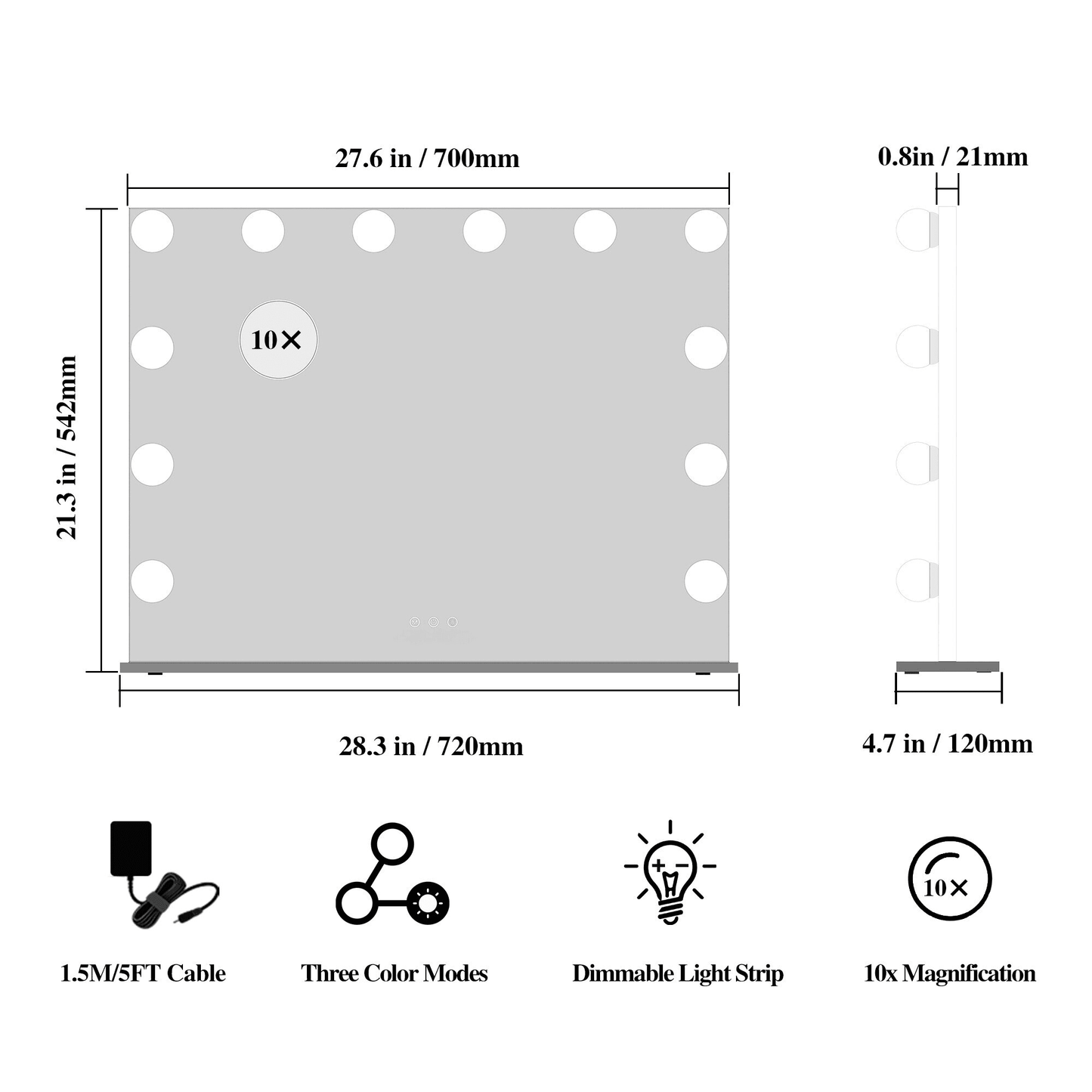 Hollywood spiegel zilver - Decor Elegante